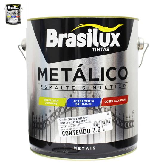 Imagem de Tinta Esmalte Sintético Metálico Cinza Grafite 3,6L - Brasilux 
