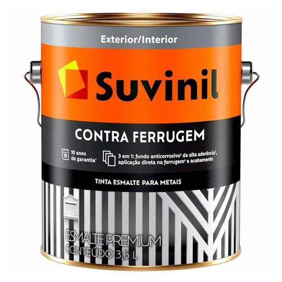 Tinta Esmalte Suvinil Brilho Contra Ferrugem 3,6L Menor preço em Tinta Esmalte Suvinil Brilho Contra Ferrugem 3,6L