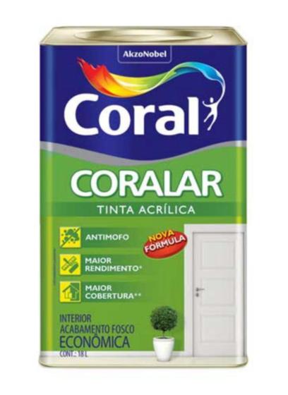 Tinta Fosco Acrílica Coralar Econômico 18L Branco Gelo Menor preço em Tinta Fosco Acrílica Coralar Econômico 18L Branco Gelo