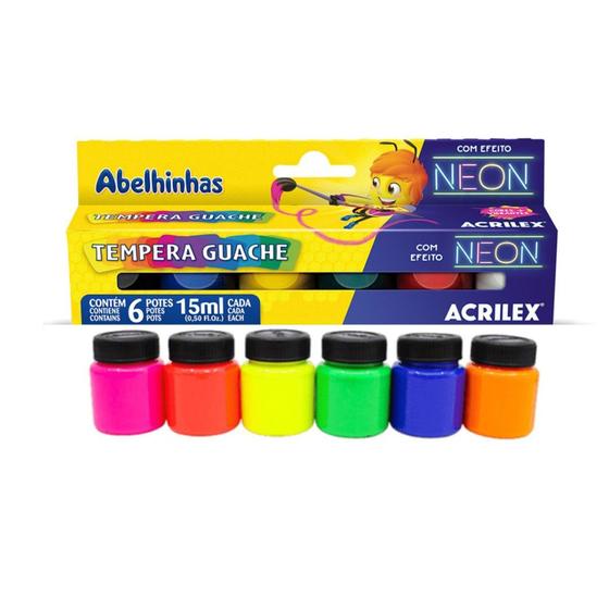 Imagem de Tinta Guache 6 Cores Neon 15ml Acrilex