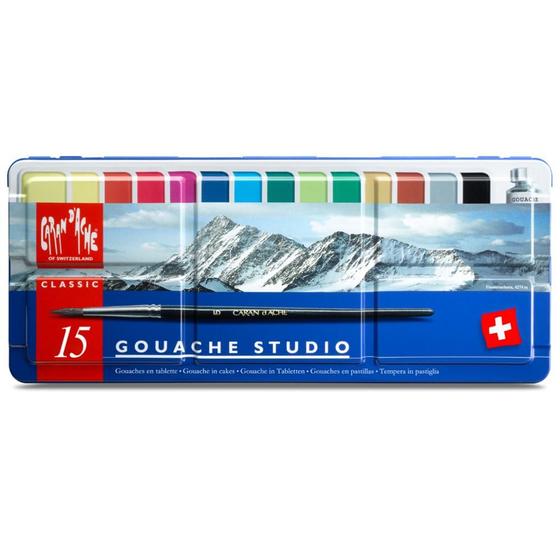 Imagem de Tinta Guache Caran Dache 15 Cores com Pincel