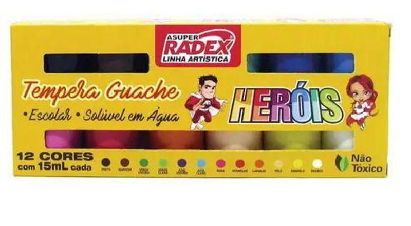 Imagem de Tinta Guache com 12 Cores 15 ml Radex