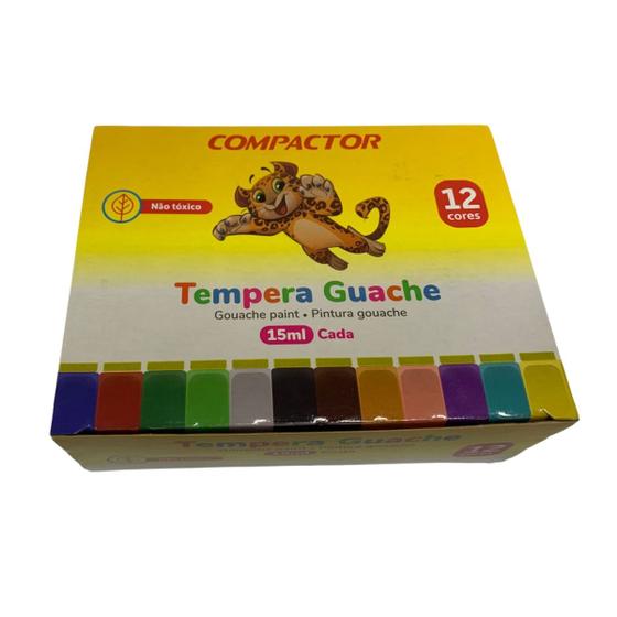Imagem de Tinta Guache Com 12 cores - Compactor