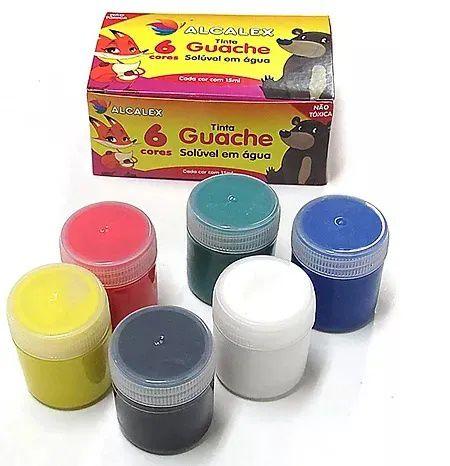 Imagem de Tinta Guache Com 6 Cores Alcalex