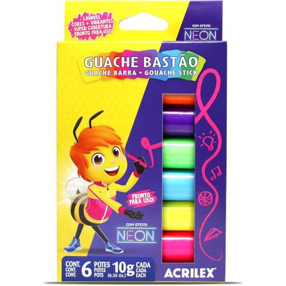 Imagem de Tinta Guache em Bastão Neon com 06 Cores
