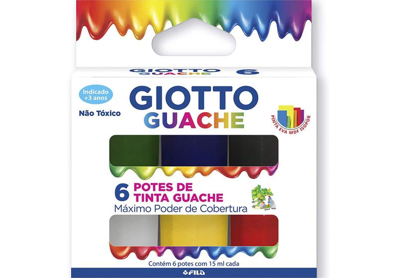 Imagem de Tinta Guache Giotto C/6 Cores 15ml Cada Base Agua Forte