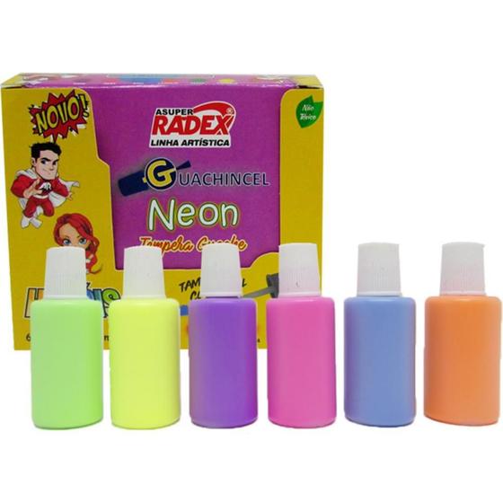 Imagem de Tinta Guache Neon 18ML com Pincel - 6 Cores