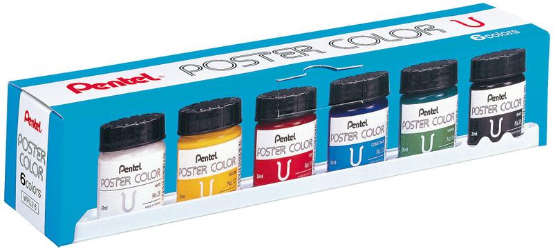 Imagem de Tinta Guache Pôster Color 30ml Conjunto com 6 Cores Pentel