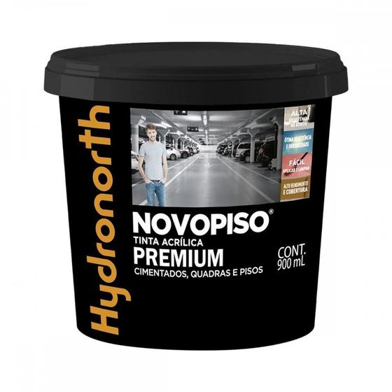 Imagem de Tinta Hydronorth Novopiso Premium Piso 900Ml Fosco Amarela Demarcacao Pote 00093273