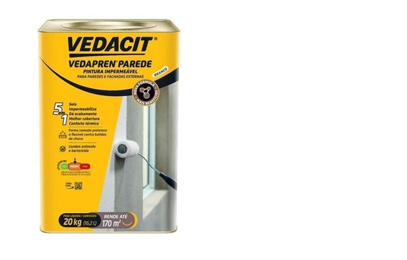 Tinta Impermeabilizante Vedapren Parede 20kg Branca Vedacit Menor preço em Tinta Impermeabilizante Vedapren Parede 20kg Branca Vedacit