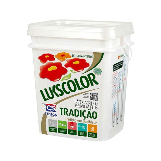 Tinta latex acrílico Premium plus 18lt Gelo - Lukscolor Menor preço em Tinta latex acrílico Premium plus 18lt Gelo - Lukscolor