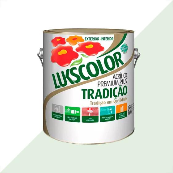 Imagem de Tinta latex lukscolor tradicao acrilico fosco 3600ml verde agua