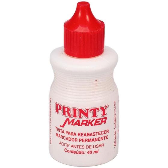 Imagem de Tinta Marcador Permanente Reabastecedor 40ML Vermelho Caixa com 12