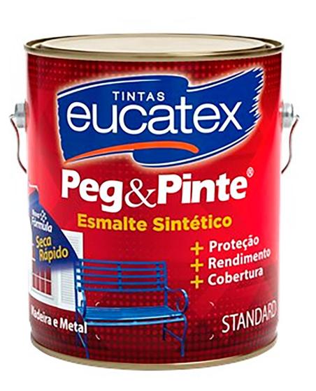 Imagem de Tinta P/ Madeira Metal Peg E Pinte Esmalte Brilhante Preto/branco 3,6L