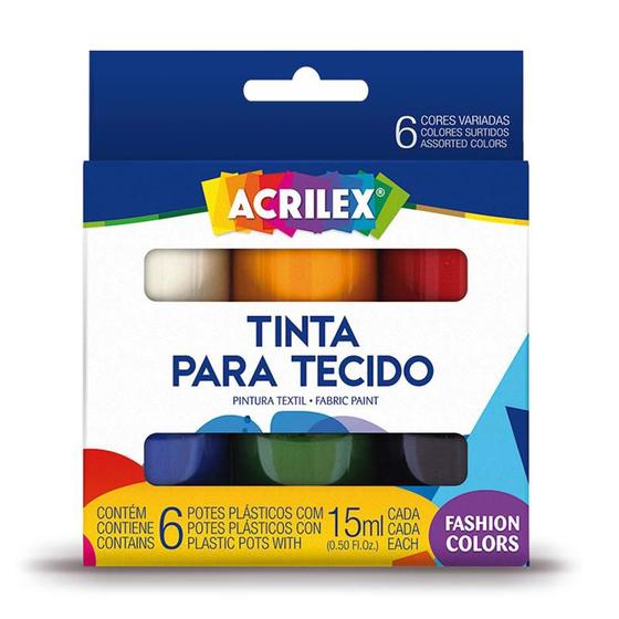 Imagem de Tinta p/ tecido 6 cores 15ml Acrilex