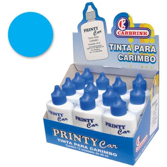 Imagem de Tinta para Carimbo 40ML Azul  Caixa com 12 Unidades