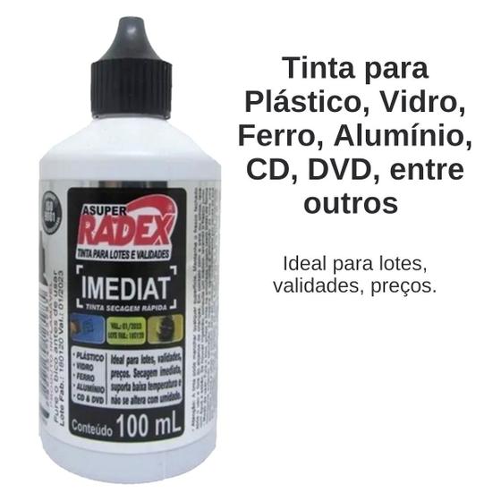 Imagem de Tinta Para Carimbo Secagem Rápida Para Plástico 100ml Radex