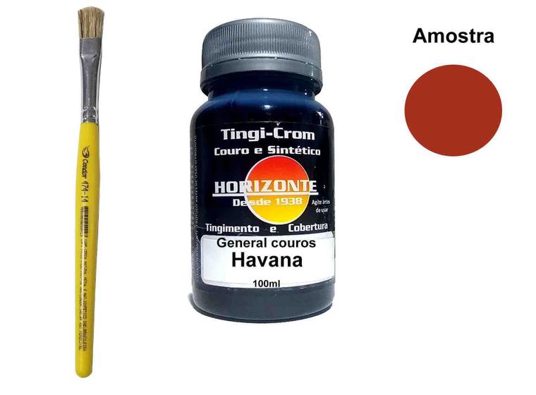 Imagem de tinta para couro laranja + pincel horizonte 100ml