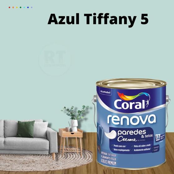 Imagem de Tinta Para Parede Acrílica Coral Renova Cor Tiffany 3,2l Lavável Premium Antimofo.