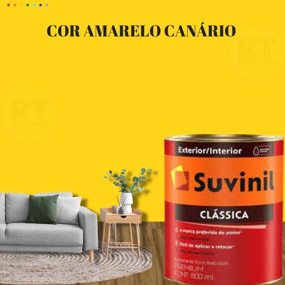 Imagem de Tinta Para Parede Acrílica Suvinil Clássica 800ml Cor Amarelo Lavável Premium Cor Amarelo Caju/Cor Amarelo Colonial.