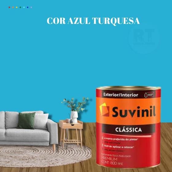 Imagem de Tinta Para Parede Azul Suvinil Clássica 800ml Cor Premium Cor Azul Céu/Cor Azul Tempestade