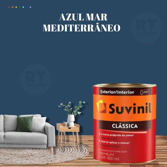 Imagem de Tinta Para Parede Azul Suvinil Clássica 800ml Cor Premium Cor Azul Céu/Cor Azul Tempestade