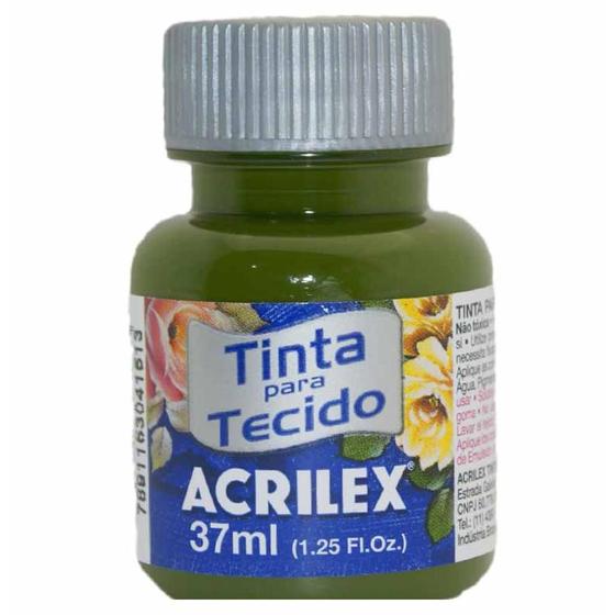 Tinta para tecido fosca 37ml 545 verde oliva / 12un / acrilex Menor preço em Tinta para tecido fosca 37ml 545 verde oliva / 12un / acrilex