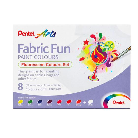 Imagem de Tinta para tecidos Pentel (Fabric Fun) 8 cores Flu