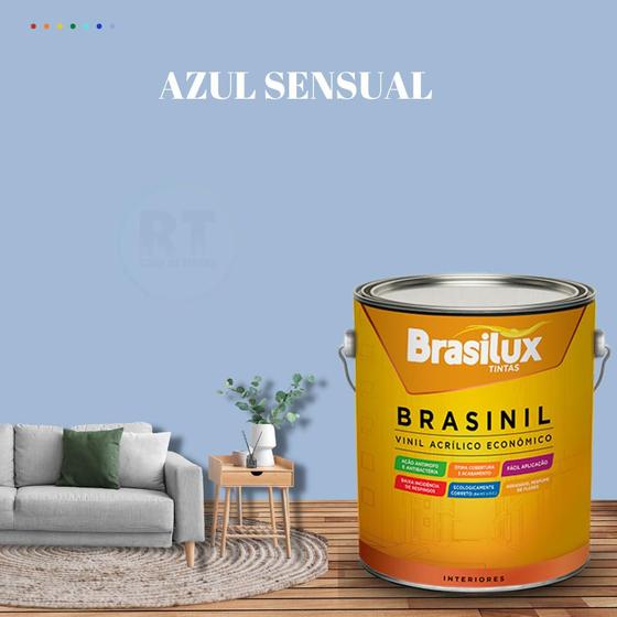 Imagem de Tinta Parede Azul Acinzentado Acrílica Brasinil 3,2l