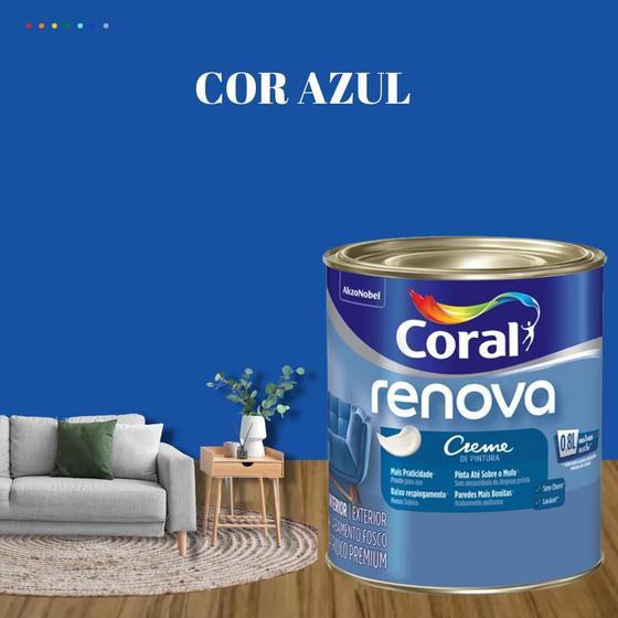 Tinta Parede Azul Marinho Acrílica Fosca Renova 800ml Menor preço em Tinta Parede Azul Marinho Acrílica Fosca Renova 800ml