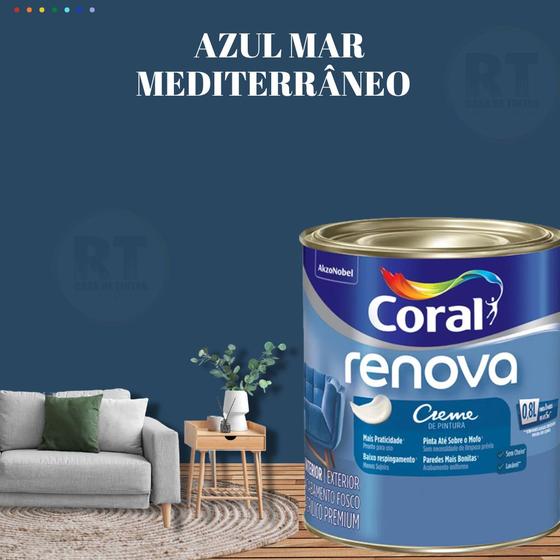 Imagem de Tinta Parede Azul Marinho Acrílica Fosca Renova 800ml