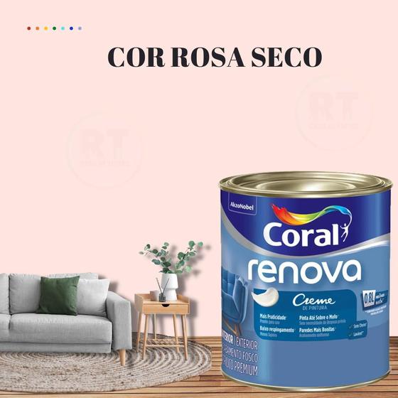 Imagem de Tinta Parede Rosa Acrílica Fosca Coral Renova 800ml