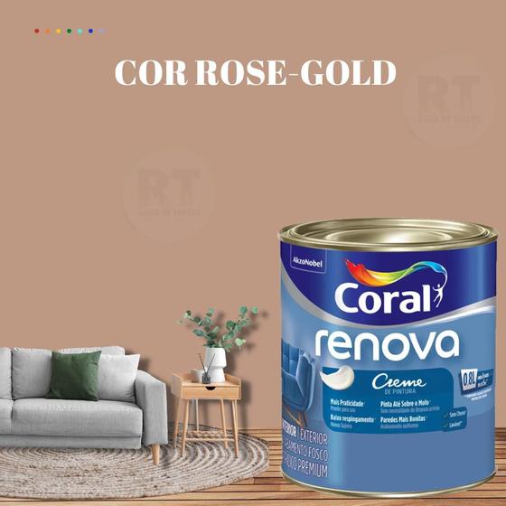 Imagem de Tinta Parede Rosa Claro Acrílica Fosca Coral Renova 800ml