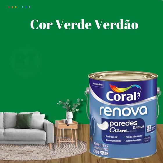 Imagem de Tinta Parede Verde Acrílica Fosca Coral Renova 3,2L