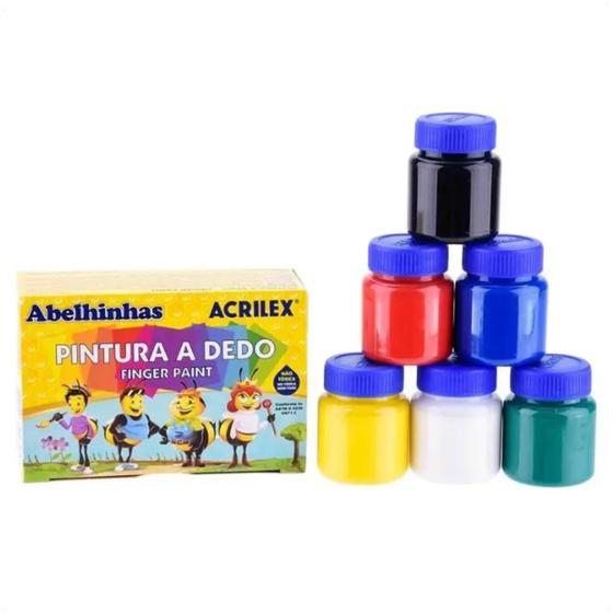 Imagem de Tinta Pintura A Dedo 15ml Infantil C/ 6 Potes Colors Acrilex