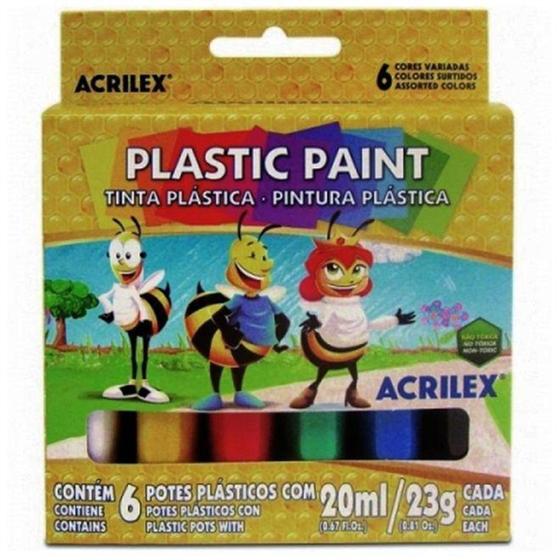 Imagem de Tinta Plástica Plastic Paint 20ml/23g com 6 cores - ACRILEX