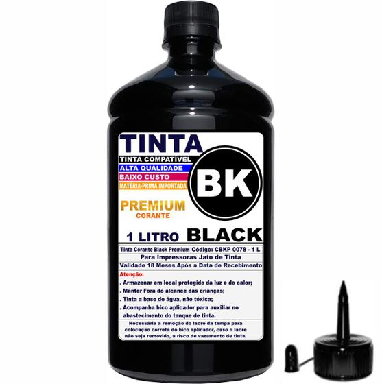 Imagem de Tinta Preta 1 Litro Compatível Para Impressoras L380 L120 L220 L355 L455 L395 L396