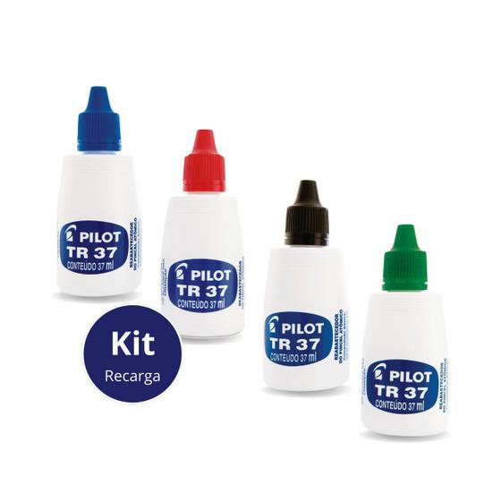 Imagem de Tinta Recarga para Pincel Atômico Pilot TR 37 Kit 4 Cores Tinta Permanente Ideal Escolas Escritórios Cursos Faculdades