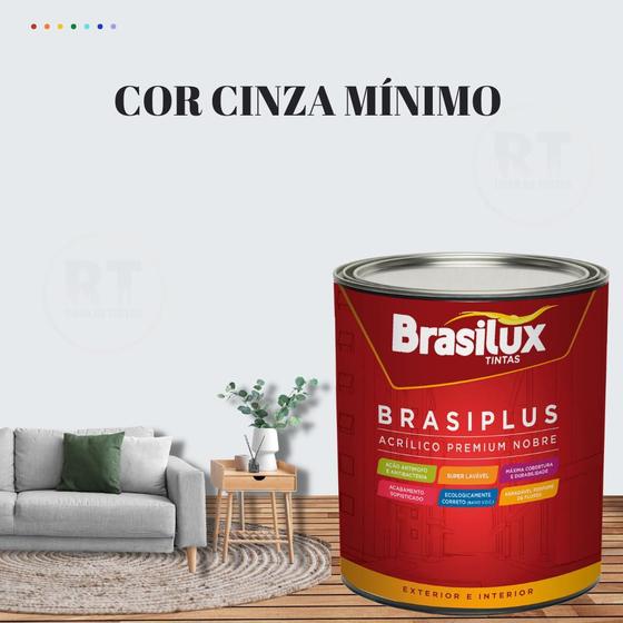 Imagem de Tinta Semi Brilho Cinza Azulado 800ml  Brasiplus Acrílica Lavável.