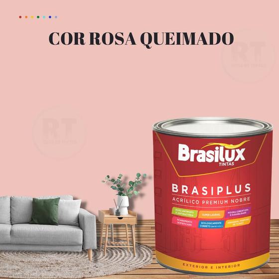 Imagem de Tinta Semi Brilho Rosa Barbie 800ml Brasiplus Acrílica Premium Lavável.