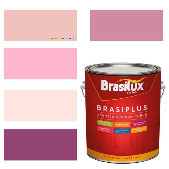 Tinta Semi Brilho Rosa para Parede Brasiplus Acrílica 3,2l Menor preço em Tinta Semi Brilho Rosa para Parede Brasiplus Acrílica 3,2l