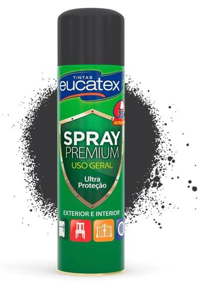 Imagem de Tinta spray 400ml/210g alta Temperatura preto fosco Eucatex