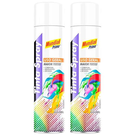 Imagem de Tinta Spray 400ml Branco Fosco 02 Uni MUNDIAL PRIME