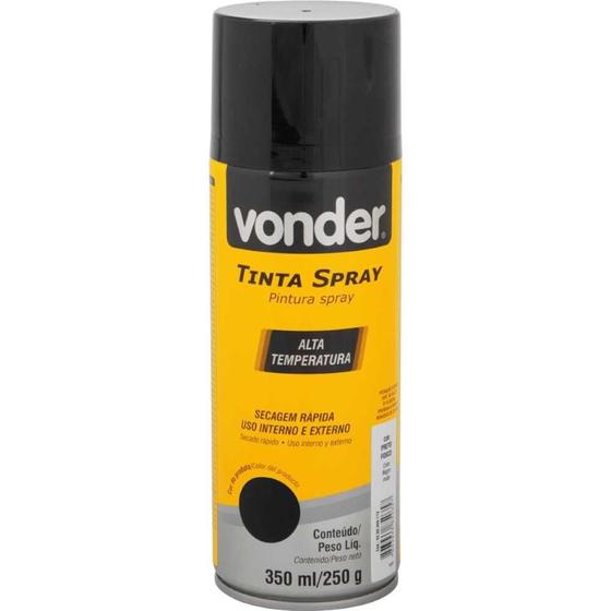 Imagem de Tinta Spray Acrílica Alta Temperatura Preto Fosco 350ML/250G Vonder