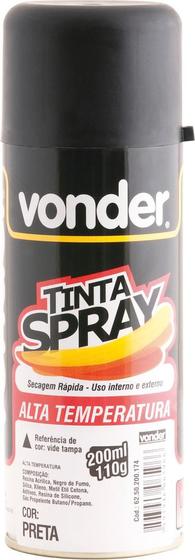 Imagem de Tinta spray alta temperatura preto 200ml/110g - Vonder