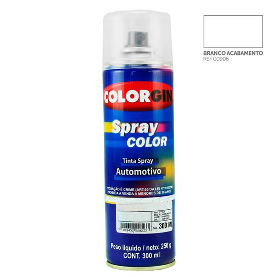 Tinta Spray Automotiva BRANCO ACABAMENTO 300ml COLORGIN Menor preço em Tinta Spray Automotiva BRANCO ACABAMENTO 300ml COLORGIN