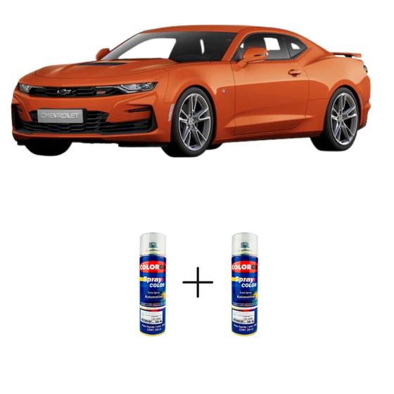 Imagem de Tinta Spray Automotiva Laranja Sunset GM 300ml + Spray Verniz 300ml