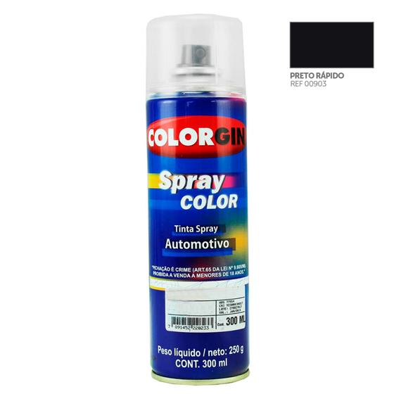 Tinta Spray Automotiva PRETO BRILHANTE RÁPIDO 300ml COLORGIN Menor preço em Tinta Spray Automotiva PRETO BRILHANTE RÁPIDO 300ml COLORGIN