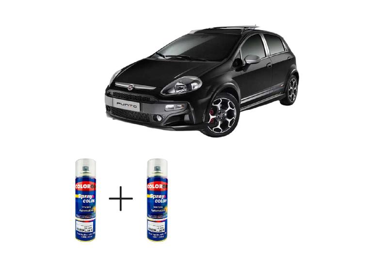 Imagem de Tinta Spray Automotiva Preto Vesuvio Fiat 300ml + Spray Verniz 300ml