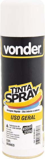 Tinta spray branco brilhante 400ml/250g - Vonder Menor preço em Tinta spray branco brilhante 400ml/250g - Vonder